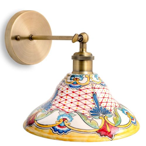 Kerámia fali lámpa kézzel festett mediterrán motívummal