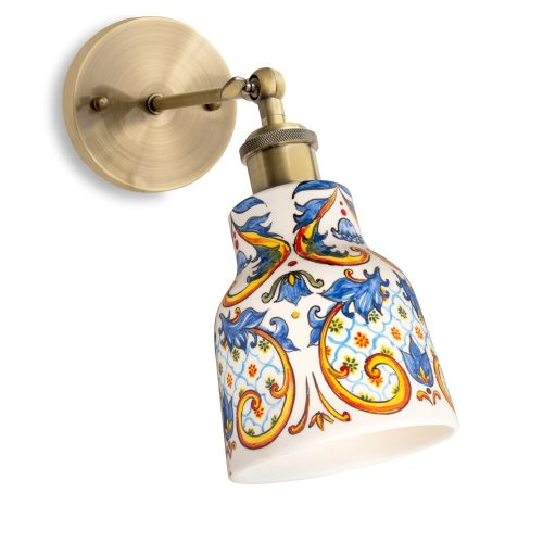 Kerámia fali kisharang lámpa kézzel festett olasz reneszánsz motívummal