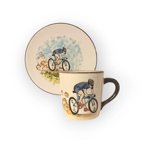 Biciklis fiú bögre és reggeliző tányér