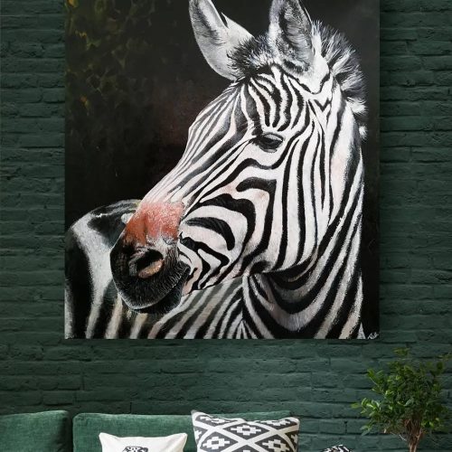 Zebra kézzel festett akryl vászonfestmény