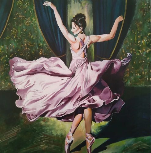Balerina kézzel festett akryl vászonfestmény