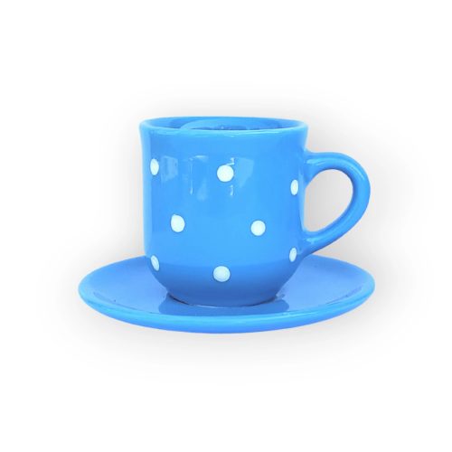 Kávés bögre kistányérral világos kék
